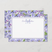 Monogram Lila Floral Muster Danke Karte (Vorne/Hinten)