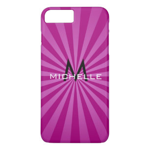 Monogram Lila Funky Sun Rays Retro Stripes Case-Mate iPhone Hülle