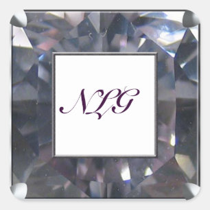 Monogram Lila Gem Quadratischer Aufkleber