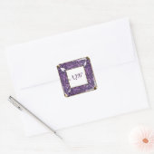 Monogram Lila Gem Quadratischer Aufkleber (Umschlag)