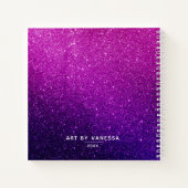 Monogram Lila Glitzer Artist Sketchbook Notizblock (Rückseite)