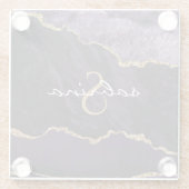 Monogram Lila Gold Agate Geode Glasuntersetzer (Rückseite)