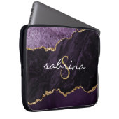 Monogram Lila Gold Agate Geode Laptopschutzhülle (Vorne Rechts)