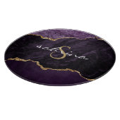 Monogram Lila Gold Agate Geode Schneidebrett (Ecke)