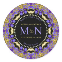 Monogram Lila Gold Diamond Lace Einzigartige Hochz