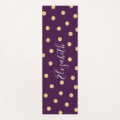Monogram Lila Gold Polka Dot Muster Yogamatte (Vorderseite)