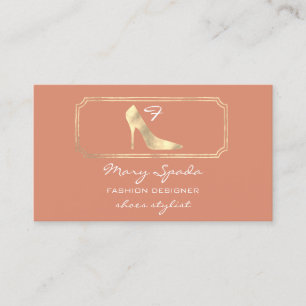 Monogram Lila Golden Frame Shoes Heels Koral QR Visitenkarte