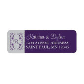 Monogram Lila, Gray Floral Wedding Address Label (Vorne)
