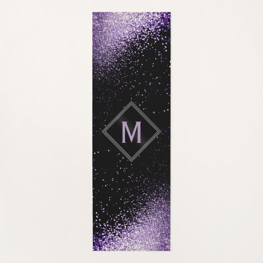 Monogram Lila Imitat Glitzer Yogamatte (Vorderseite)
