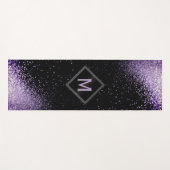 Monogram Lila Imitat Glitzer Yogamatte (Vorderseite (Horizontal))