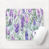 Monogram Lila Lavendel Blumenfeld Mousepad (Mit Mouse)