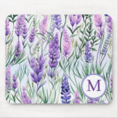 Monogram Lila Lavendel Blumenfeld Mousepad (Vorne)