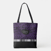 Monogram Lila Leopard Muster Totbeutel Tasche (Rückseite)
