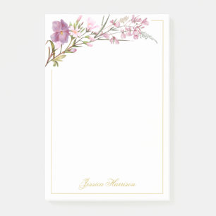 Monogram Lila Lilac Pink Bouquet Vintage Blume Post-it Klebezettel