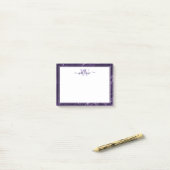 Monogram Lila Marble Muster Postit Notes Post-it Klebezettel (Auf Schreibtisch)