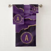 Monogram Lila Marbour Agate Gold Glitzer Badhandtuch Set (Insitu)