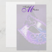 Monogram Lila Masquerade Wedding Stationery Briefpapier (Vorne/Hinten)