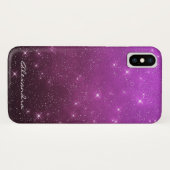 Monogram Lila Ombre Sparkle Stars Midnight Sky Case-Mate iPhone Hülle (Rückseite (Horizontal))