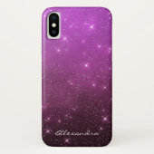 Monogram Lila Ombre Sparkle Stars Midnight Sky Case-Mate iPhone Hülle (Rückseite)
