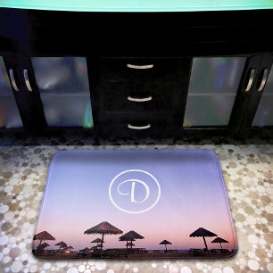 Monogram Lila Ombre Sunset California Beach Bold Badematte