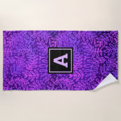 Monogram lila Omerblatt Muster modern fett Strandtuch (Vorderseite)