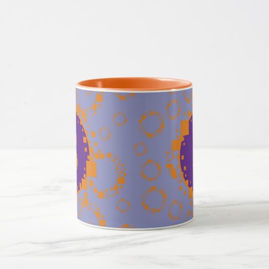 Monogram Lila Orange Digital Bits Art Tasse (Zentrum)