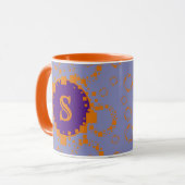 Monogram Lila Orange Digital Bits Art Tasse (Vorderseite Links)