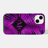 Monogram Lila Palm iPhone Hülle (Rückseite (Horizontal))