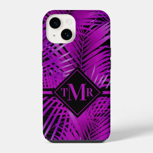 Monogram Lila Palm iPhone Hülle (Rückseite)
