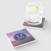 Monogram Lila Pink Blue California Steinuntersetzer (Seitenansicht)