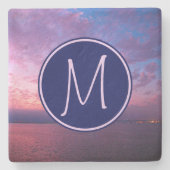 Monogram Lila Pink Blue California Steinuntersetzer (Vorderseite)