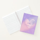 Monogram Lila Pink Gradient Heart Notebook Notizblock (Innenseite)
