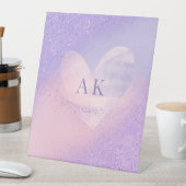 Monogram Lila Pink Gradient Heart Notebook Sockelschild (In Situ)