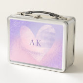 Monogram Lila Pink Gradient Heft Lunchbox (Vorderseite)