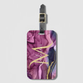 Monogram Lila Pink und Gold Agate Geode Gepäckanhänger (Vorderseite Vertikal)