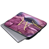 Monogram Lila Pink und Gold Agate Geode Laptopschutzhülle (Vorne Knopf)