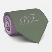 Monogram Lila Plum Green Ombre verblasst Krawatte (Gerollt)