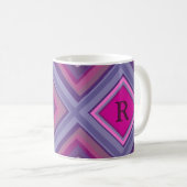 Monogram Lila rosa, rosafarbenes Muster Kaffeetasse (VorderseiteRechts)