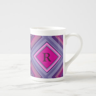 Monogram Lila rosa, rosafarbenes Muster Porzellantasse