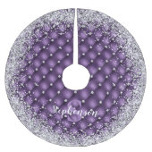 Monogram Lila Tufond Diamond Silver Glitzer Glam Polyester Weihnachtsbaumdecke (Vorderseite)