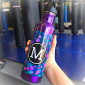 Monogram lila türkisblaue Konfetti Punkte aquamari Edelstahlflasche