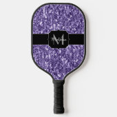 Monogram, lila Ultra-violetter Glitzer Pickleball Schläger (Vorderseite)