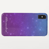 Monogram Lila und Blue Ombre Sparkle Stars Sky Case-Mate iPhone Hülle (Rückseite (Horizontal))