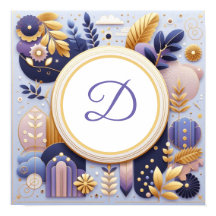 Monogram Lila und Gold Wall Art