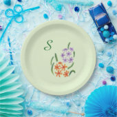 Monogram Lila und Orange Hyacinth Blume Teller (Party)
