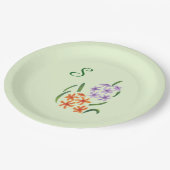 Monogram Lila und Orange Hyacinth Blume Teller (Schrägansicht)