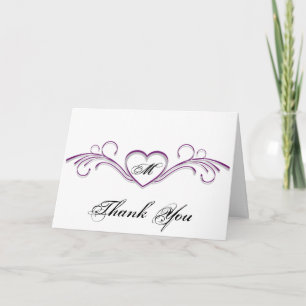 Monogram lila und Silver Heft Scroll Danke