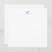 Monogram Lila Violet Minimalistisch Modernes Elega Mitteilungskarte (Vorne/Hinten)