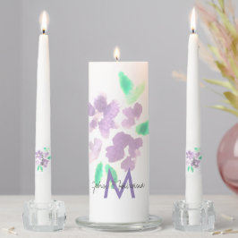Monogram Lila Watercolor Einfache Blüte Kerzenset
