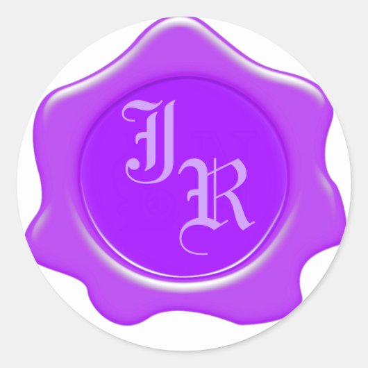 Monogram Lila Wax Siegel Wedding Stickers (Vorderseite)